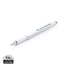 5-in-1 Aluminium Tool-Stift grau bedrucken, Art.-Nr. P221.552
