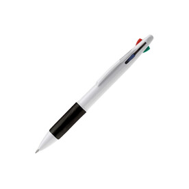 Kugelschreiber mit 4 Schreibfarben - Weiss / Schwarz bedrucken, Art.-Nr. LT87226-N0102