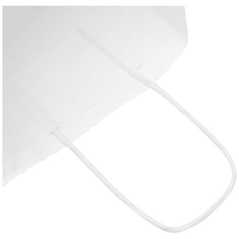 Kraftpapiertasche 80 g/m² mit gedrehten Griffen – 18 × 8 × 21 cm, weiss bedrucken, Art.-Nr. 1PQ00101 Kraftpapiertasche 80 g/m² mit gedrehten Griffen – 18 × 8 × 21 cm, weiss bedrucken, Art.-Nr. 1PQ00101