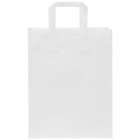Kraftpapiertasche 80-90 g/m² mit flachen Griffen – 25 × 11 × 31 cm, weiss bedrucken, Art.-Nr. 1PQ00301 Kraftpapiertasche 80-90 g/m² mit flachen Griffen – 25 × 11 × 31 cm, weiss bedrucken, Art.-Nr. 1PQ00301