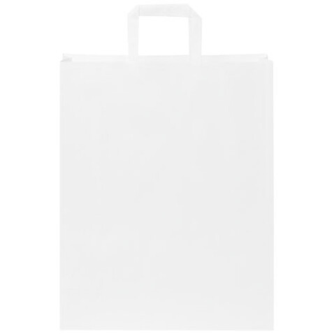 Kraftpapiertasche 80-90 g/m² mit flachen Griffen – 32 × 12 × 40 cm, weiss bedrucken, Art.-Nr. 1PQ00501 Kraftpapiertasche 80-90 g/m² mit flachen Griffen – 32 × 12 × 40 cm, weiss bedrucken, Art.-Nr. 1PQ00501