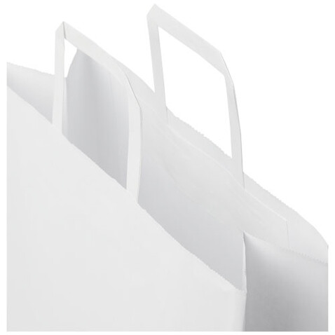 Kraftpapiertasche 80-90 g/m² mit flachen Griffen – 32 × 12 × 40 cm, weiss bedrucken, Art.-Nr. 1PQ00501 Kraftpapiertasche 80-90 g/m² mit flachen Griffen – 32 × 12 × 40 cm, weiss bedrucken, Art.-Nr. 1PQ00501