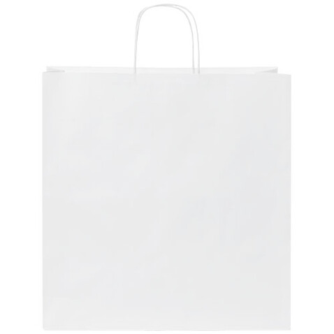 Kraftpapiertasche 80-90 g/m² mit gedrehten Griffen – 34 × 20 × 35 cm, weiss bedrucken, Art.-Nr. 1PQ00601 Kraftpapiertasche 80-90 g/m² mit gedrehten Griffen – 34 × 20 × 35 cm, weiss bedrucken, Art.-Nr. 1PQ00601