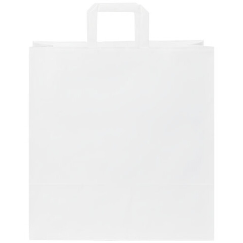 Kraftpapiertasche 80-90 g/m² mit flachen Griffen – 34 × 20 × 35 cm, weiss bedrucken, Art.-Nr. 1PQ00701 Kraftpapiertasche 80-90 g/m² mit flachen Griffen – 34 × 20 × 35 cm, weiss bedrucken, Art.-Nr. 1PQ00701