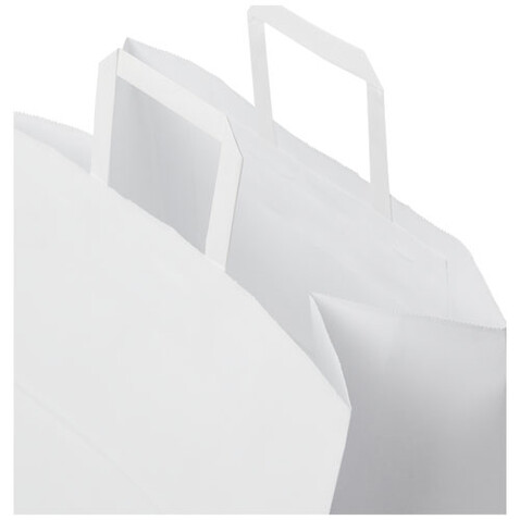 Kraftpapiertasche 80-90 g/m² mit flachen Griffen – 34 × 20 × 35 cm, weiss bedrucken, Art.-Nr. 1PQ00701 Kraftpapiertasche 80-90 g/m² mit flachen Griffen – 34 × 20 × 35 cm, weiss bedrucken, Art.-Nr. 1PQ00701