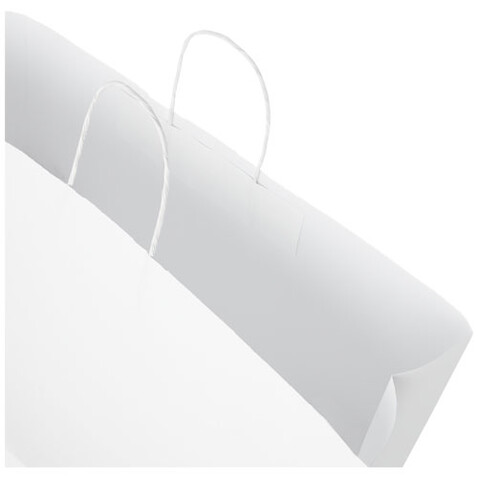 Kraftpapiertasche 90-100 g/m² mit gedrehten Griffen – 49,5 × 14 × 44 cm, weiss bedrucken, Art.-Nr. 1PQ00801