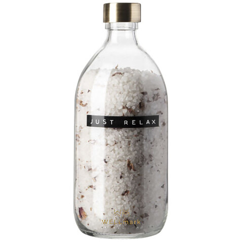 Wellmark Just Relax Badesalz mit Rosenduft, 500 ml, transparent klar bedrucken, Art.-Nr. 12630701 Wellmark Just Relax Badesalz mit Rosenduft, 500 ml, transparent klar bedrucken, Art.-Nr. 12630701