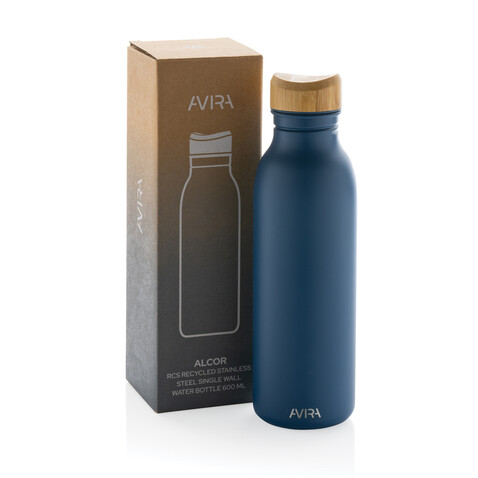 Avira Alcor 600ml Wasserflasche aus RCS rec. Stainless-Steel navy blau bedrucken, Art.-Nr. P438.065 Avira Alcor 600ml Wasserflasche aus RCS rec. Stainless-Steel navy blau bedrucken, Art.-Nr. P438.065