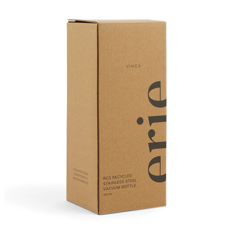 VINGA Erie 450ml Vakuumflasche aus RCS recyceltem Stahl grau bedrucken, Art.-Nr. V430019 VINGA Erie 450ml Vakuumflasche aus RCS recyceltem Stahl grau bedrucken, Art.-Nr. V430019
