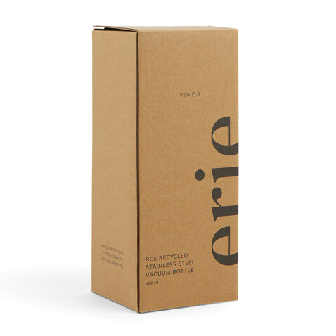 VINGA Erie 450ml Vakuumflasche aus RCS recyceltem Stahl weiß bedrucken, Art.-Nr. V430013 VINGA Erie 450ml Vakuumflasche aus RCS recyceltem Stahl weiß bedrucken, Art.-Nr. V430013