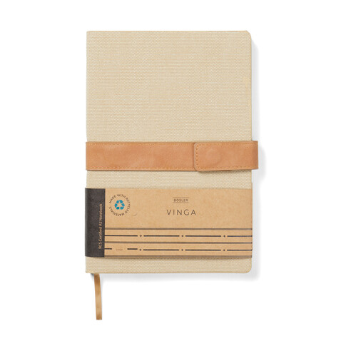 VINGA Bosler Notizbuch aus RCS recyceltem Papier beige bedrucken, Art.-Nr. V773309 VINGA Bosler Notizbuch aus RCS recyceltem Papier beige bedrucken, Art.-Nr. V773309