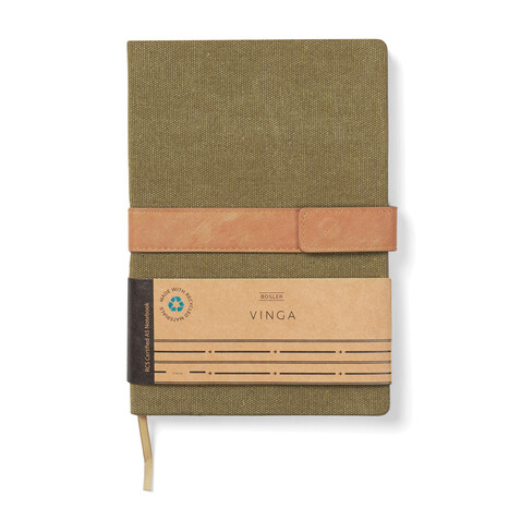 VINGA Bosler Notizbuch aus RCS recyceltem Papier grün bedrucken, Art.-Nr. V773307
