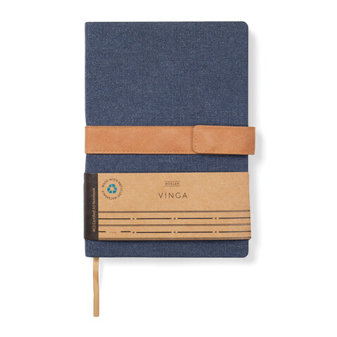 VINGA Bosler Notizbuch aus RCS recyceltem Papier navy blau bedrucken, Art.-Nr. V773305 VINGA Bosler Notizbuch aus RCS recyceltem Papier navy blau bedrucken, Art.-Nr. V773305
