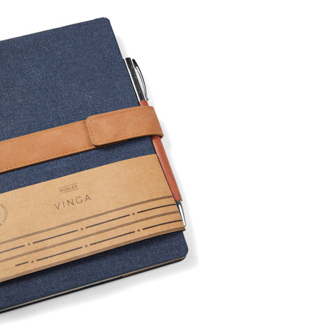 VINGA Bosler Notizbuch aus RCS recyceltem Papier navy blau bedrucken, Art.-Nr. V773305 VINGA Bosler Notizbuch aus RCS recyceltem Papier navy blau bedrucken, Art.-Nr. V773305