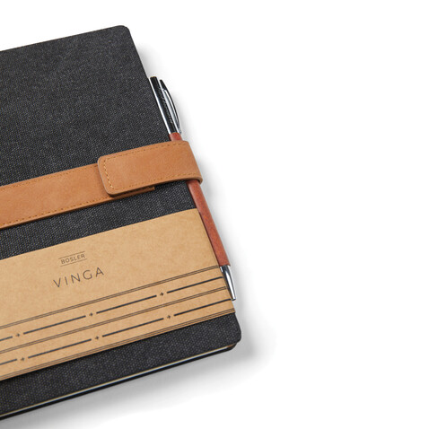 VINGA Bosler Notizbuch aus RCS recyceltem Papier schwarz bedrucken, Art.-Nr. V773301 VINGA Bosler Notizbuch aus RCS recyceltem Papier schwarz bedrucken, Art.-Nr. V773301