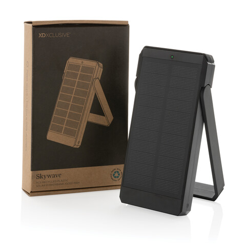 Skywave 10000mAh Solarpowerbank aus RCS recycelt. Kunststoff schwarz bedrucken, Art.-Nr. P322.341 Skywave 10000mAh Solarpowerbank aus RCS recycelt. Kunststoff schwarz bedrucken, Art.-Nr. P322.341