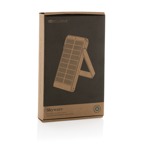 Skywave 10000mAh Solarpowerbank aus RCS recycelt. Kunststoff schwarz bedrucken, Art.-Nr. P322.341 Skywave 10000mAh Solarpowerbank aus RCS recycelt. Kunststoff schwarz bedrucken, Art.-Nr. P322.341