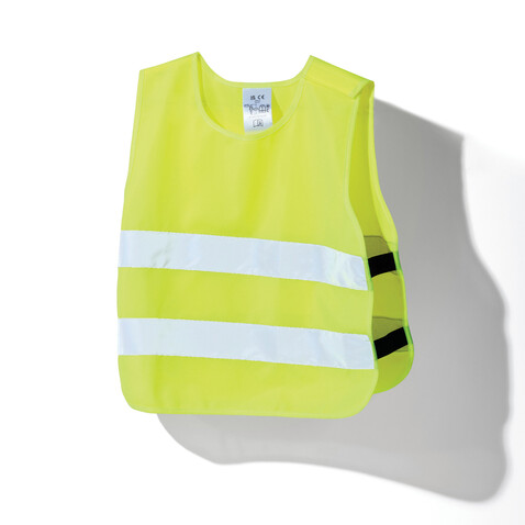 Sicherheitsweste aus GRS recyceltem PET 3-6 Jahre gelb bedrucken, Art.-Nr. P239.756 Sicherheitsweste aus GRS recyceltem PET 3-6 Jahre gelb bedrucken, Art.-Nr. P239.756