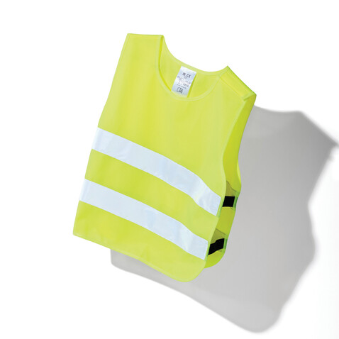 Sicherheitsweste aus GRS recyceltem PET 3-6 Jahre gelb bedrucken, Art.-Nr. P239.756 Sicherheitsweste aus GRS recyceltem PET 3-6 Jahre gelb bedrucken, Art.-Nr. P239.756