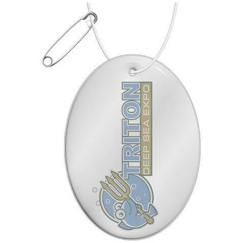 RFX™ H-12 Reflektierender, ovaler Anhänger, weiss bedrucken, Art.-Nr. 1PR01001