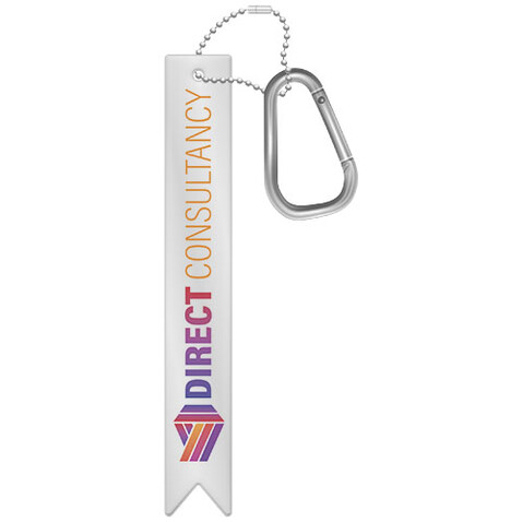 RFX™ H-9 Reflektierender Anhänger mit Karabiner, weiss bedrucken, Art.-Nr. 1PR05182