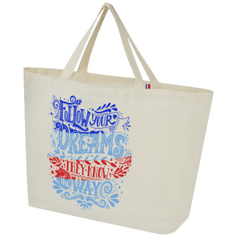 Cannes 200 g/m² Shopper Tragetasche aus recyceltem Material 10L, natur bedrucken, Art.-Nr. 12069606