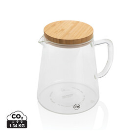 Ukiyo Borosilikat-Glaskaraffe mit Bambusdeckel 1.2L transparent bedrucken, Art.-Nr. P264.060
