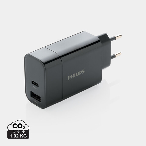 Philips Ultra Fast PD Wall-Charger schwarz bedrucken, Art.-Nr. P301.081 Philips Ultra Fast PD Wall-Charger schwarz bedrucken, Art.-Nr. P301.081