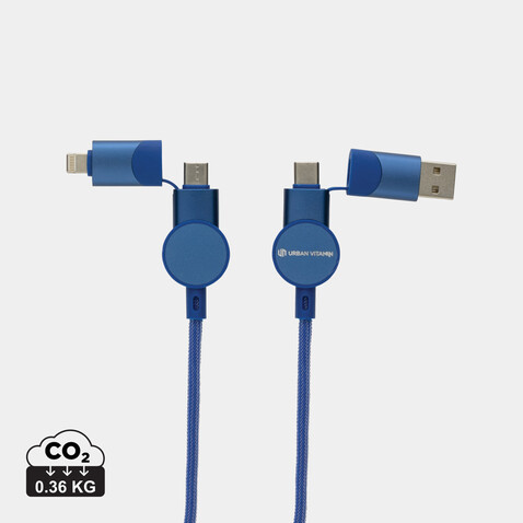 Oakland RCS rKunststoff 1,2m 6-in-1 Fast-Charging 45W Kabel blau bedrucken, Art.-Nr. P302.705 Oakland RCS rKunststoff 1,2m 6-in-1 Fast-Charging 45W Kabel blau bedrucken, Art.-Nr. P302.705