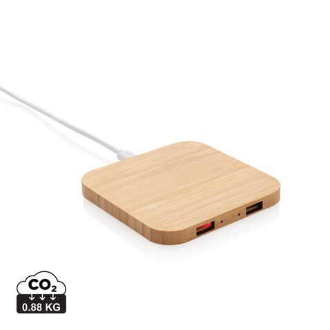 5W-Wireless-Charger aus Bambus mit USB braun bedrucken, Art.-Nr. P308.149 5W-Wireless-Charger aus Bambus mit USB braun bedrucken, Art.-Nr. P308.149