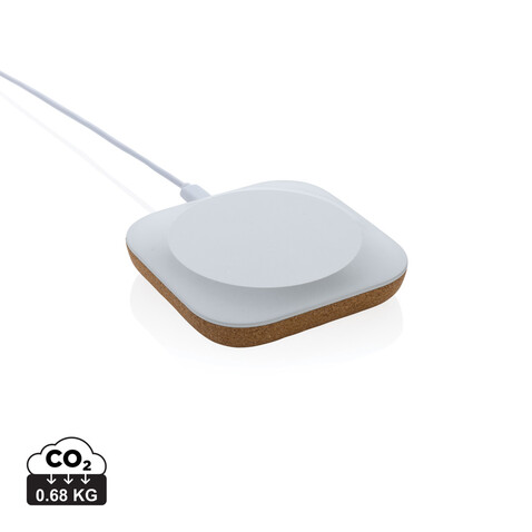 Oregon Wireless-Charger aus RCS recyc. Kunststoff &amp; Kork braun bedrucken, Art.-Nr. P308.589