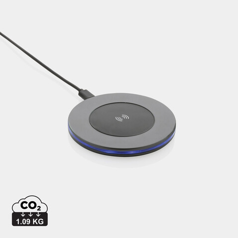Terra 10W Wireless Charger aus RCS recyceltem Aluminium grau bedrucken, Art.-Nr. P308.672