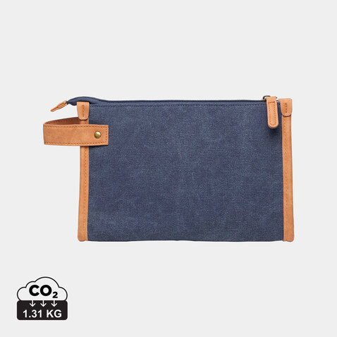 VINGA Bosler Kulturbeutel aus GRS recyceltem Canvas navy blau bedrucken, Art.-Nr. 522421