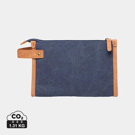 VINGA Bosler Kulturbeutel aus GRS recyceltem Canvas navy blau bedrucken, Art.-Nr. 522421