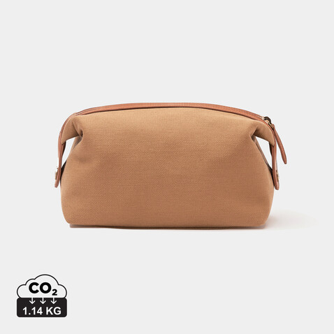 VINGA Sloane Kulturtasche aus RCS recyceltem Polyester braun bedrucken, Art.-Nr. 560141