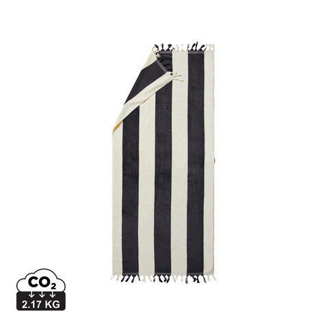 VINGA Valmer Strandtuch 450gr/m² schwarz, beige bedrucken, Art.-Nr. 8053 VINGA Valmer Strandtuch 450gr/m² schwarz, beige bedrucken, Art.-Nr. 8053