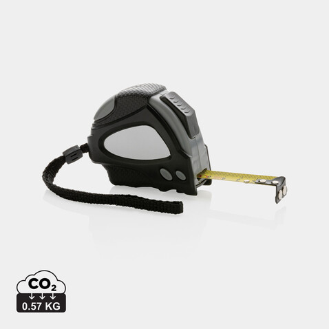 Auto-Stop-Maßband aus recyceltem Kunststoff, 3m/16mm schwarz bedrucken, Art.-Nr. P112.161