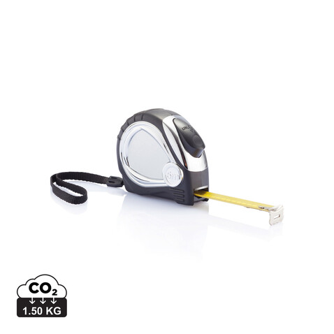5m/19mm Verchromtes Auto Stopp Maßband schwarz bedrucken, Art.-Nr. P113.401