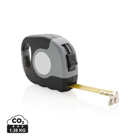 5m/19mm Maßband mit Karabinerhaken grau, schwarz bedrucken, Art.-Nr. P113.652