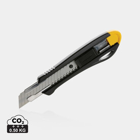 Nachfüllbares Pro-Abbrechmesser aus RCS recycelt. Kunststoff gelb bedrucken, Art.-Nr. P215.166
