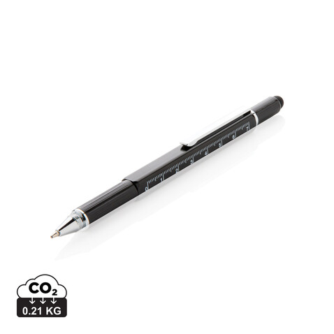 5-in-1 Aluminium Tool-Stift schwarz bedrucken, Art.-Nr. P221.551 5-in-1 Aluminium Tool-Stift schwarz bedrucken, Art.-Nr. P221.551
