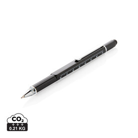 5-in-1 Aluminium Tool-Stift schwarz bedrucken, Art.-Nr. P221.551