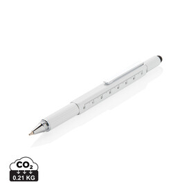 5-in-1 Aluminium Tool-Stift weiß bedrucken, Art.-Nr. P221.553