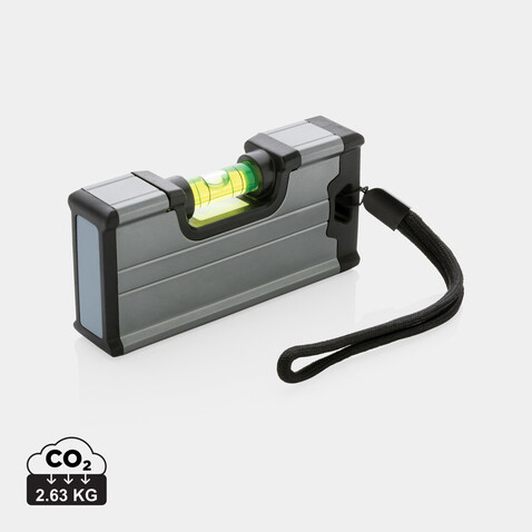 Wasserwaage im Taschenformat mit Magnet grau bedrucken, Art.-Nr. P221.652