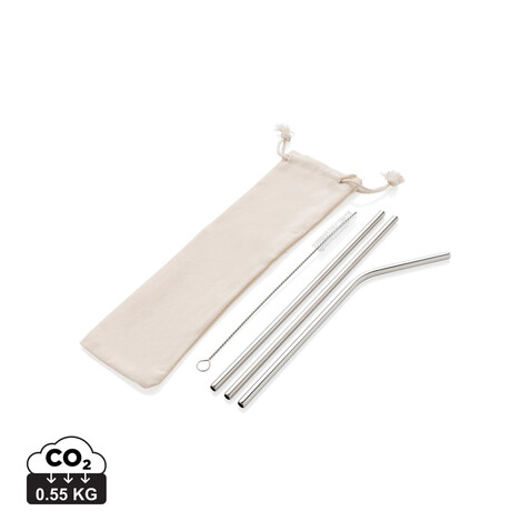 3-teiliges Trinkhalm-Set aus Stainless Steel silber bedrucken, Art.-Nr. P269.572 3-teiliges Trinkhalm-Set aus Stainless Steel silber bedrucken, Art.-Nr. P269.572