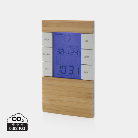 Utah Wetterstation aus RCS rKunststoff &amp; Bambus braun bedrucken, Art.-Nr. P279.419