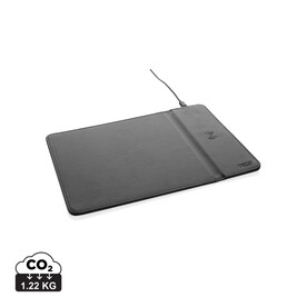 Swiss Peak RCS recyceltes 10W Wireless-Charging PU Mauspad schwarz bedrucken, Art.-Nr. P300.241