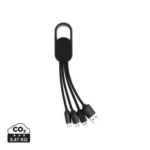 4-in-1 Kabel mit Karabiner-Clip schwarz bedrucken, Art.-Nr. P302.071 4-in-1 Kabel mit Karabiner-Clip schwarz bedrucken, Art.-Nr. P302.071