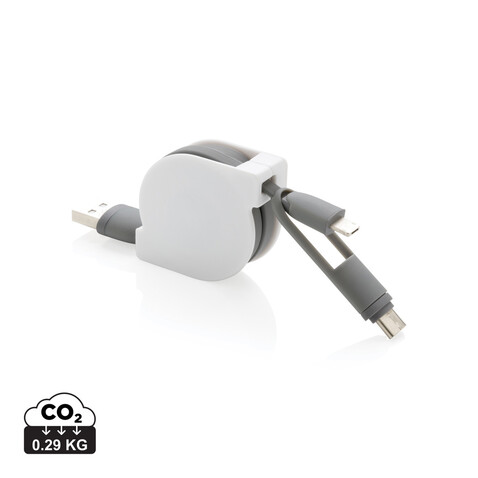 3-in-1 ausziehbares Kabel grau bedrucken, Art.-Nr. P302.223