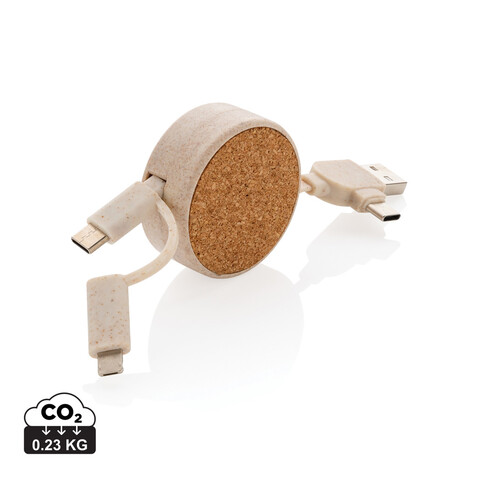 Kork und Weizen 6-in-1 Ladekabel khaki bedrucken, Art.-Nr. P302.369 Kork und Weizen 6-in-1 Ladekabel khaki bedrucken, Art.-Nr. P302.369